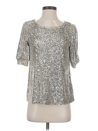 Pre-owned Cable & Gauge Short Sleeve Blouse In Silver