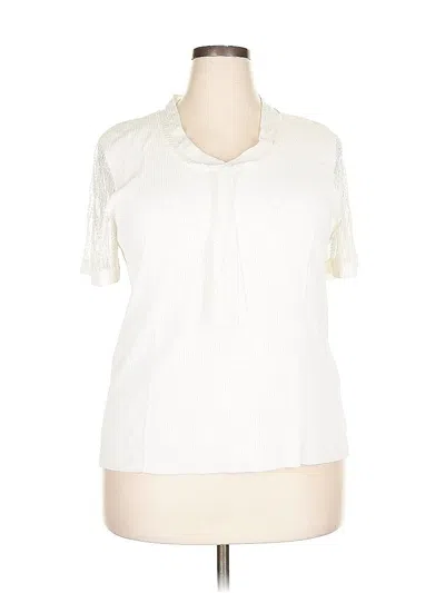 Pre-owned Cable & Gauge Short Sleeve Blouse In White