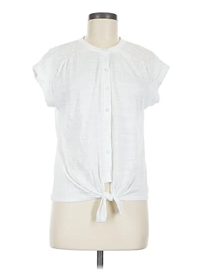 Pre-owned Cable & Gauge Short Sleeve Blouse In White