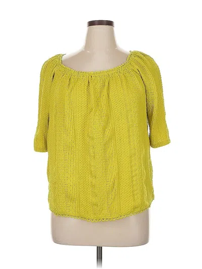 Pre-owned Cable & Gauge Short Sleeve Blouse In Yellow