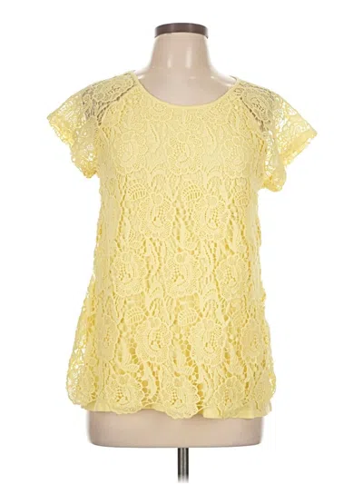Pre-owned Cable & Gauge Short Sleeve Blouse In Yellow