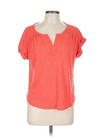 Pre-owned Cable & Gauge Short Sleeve Henley Shirt In Orange