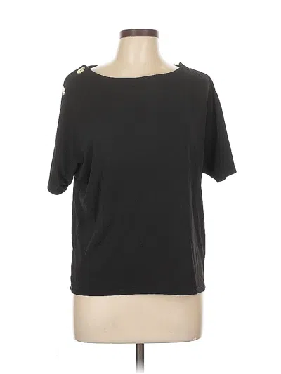 Pre-owned Cable & Gauge Short Sleeve Top Black Boatneck Tops