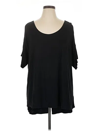 Pre-owned Cable & Gauge Short Sleeve Top Black Cold Shoulder Neckline Tops