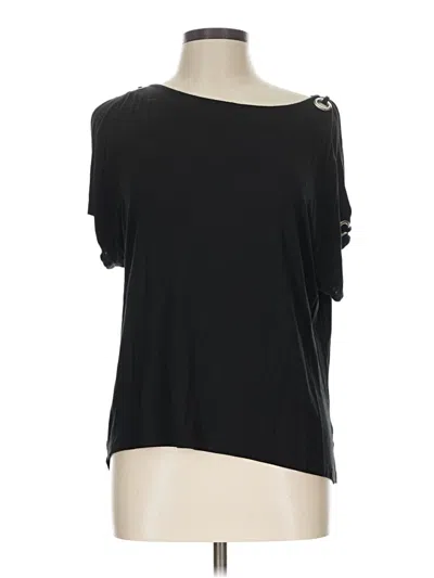 Pre-owned Cable & Gauge Short Sleeve Top Black One Shoulder Neckline Tops