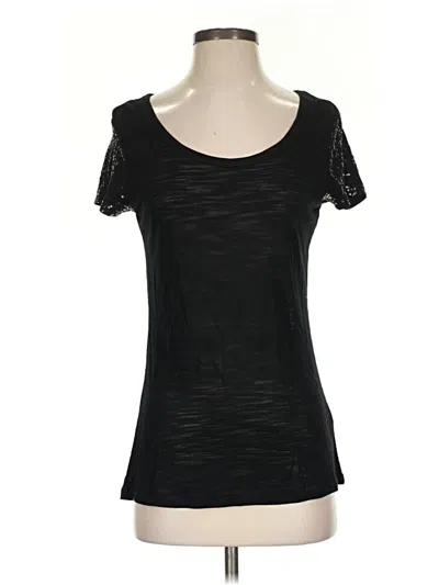 Pre-owned Cable & Gauge Short Sleeve Top Black Scoop Neck Tops
