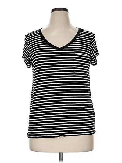 Pre-owned Cable & Gauge Short Sleeve Top Black V-neck Tops