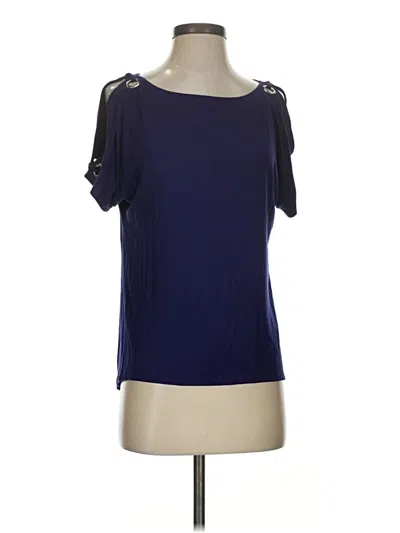 Pre-owned Cable & Gauge Short Sleeve Top Blue Cold Shoulder Neckline Tops