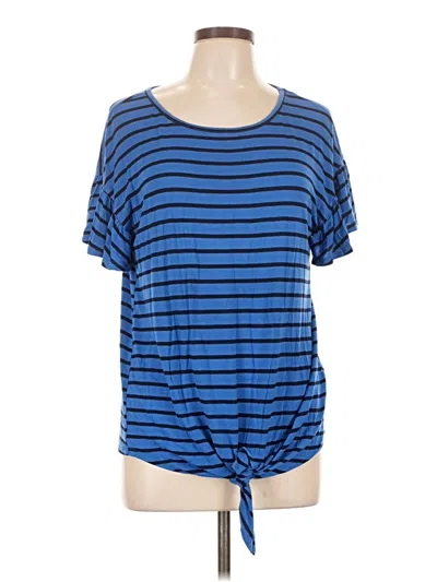 Pre-owned Cable & Gauge Short Sleeve Top Blue Scoop Neck Tops