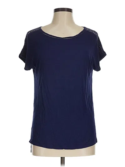 Pre-owned Cable & Gauge Short Sleeve Top Blue Scoop Neck Tops