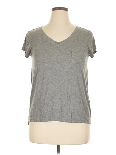 Pre-owned Cable & Gauge Short Sleeve Top Gray V-neck Tops