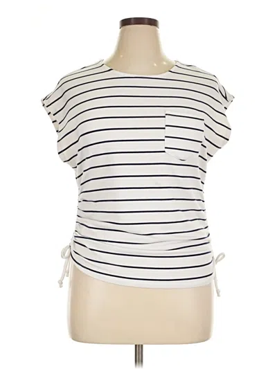 Pre-owned Cable & Gauge Short Sleeve Top Ivory Boatneck Tops