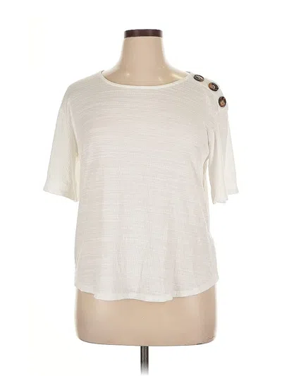 Pre-owned Cable & Gauge Short Sleeve Top Ivory Crew Neck Tops In White