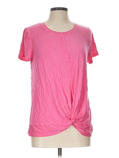 Pre-owned Cable & Gauge Short Sleeve Top Pink Keyhole Neckline Tops