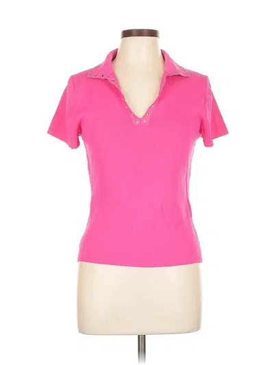 Pre-owned Cable & Gauge Short Sleeve Top Pink Open Neckline Tops