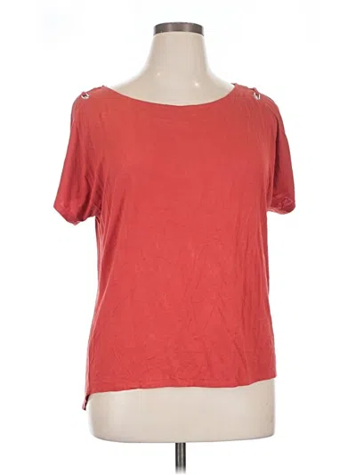 Pre-owned Cable & Gauge Short Sleeve Top Red Cold Shoulder Neckline Tops