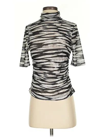 Pre-owned Cable & Gauge Short Sleeve Top Silver High Neck Tops