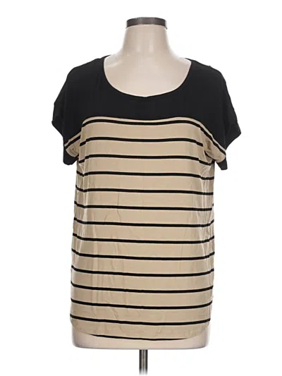 Pre-owned Cable & Gauge Short Sleeve Top Tan Scoop Neck Tops