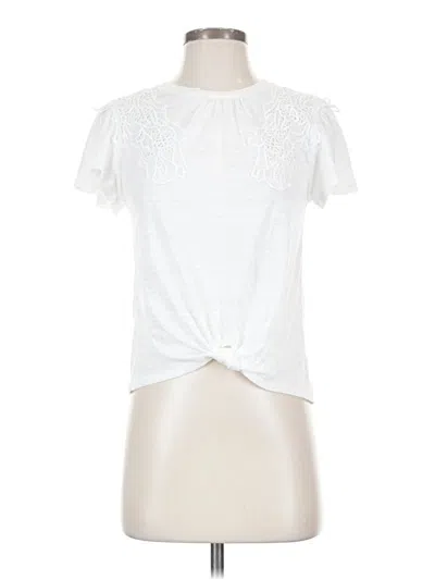 Pre-owned Cable & Gauge Short Sleeve Top White Keyhole Neckline Tops