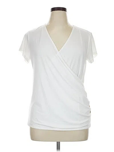 Pre-owned Cable & Gauge Short Sleeve Top White V Neck Tops