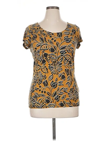 Pre-owned Cable & Gauge Short Sleeve Top Yellow Scoop Neck Tops