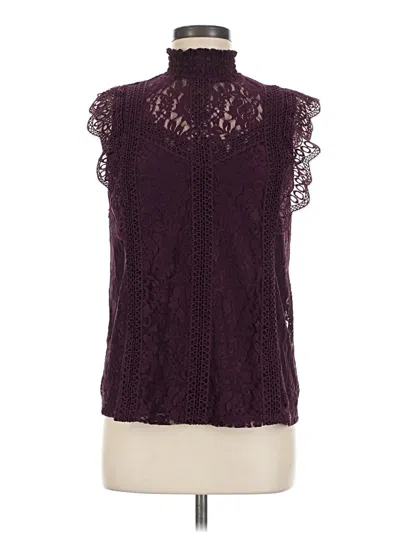 Pre-owned Cable & Gauge Short Sleeve Turtleneck In Burgundy