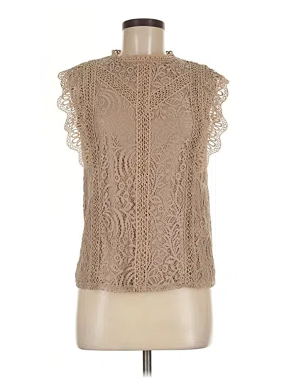 Pre-owned Cable & Gauge Sleeveless Blouse In Tan