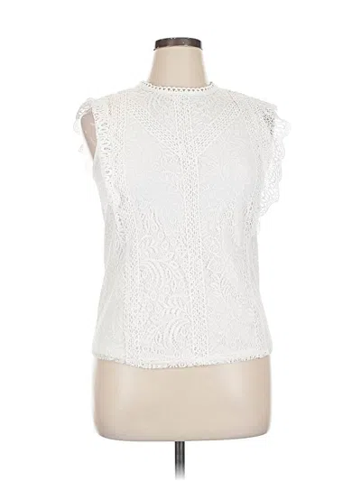 Pre-owned Cable & Gauge Sleeveless Blouse In White