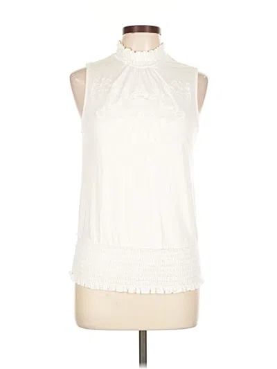 Pre-owned Cable & Gauge Sleeveless Blouse In White
