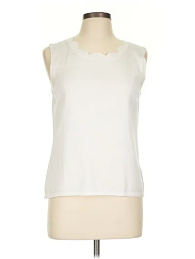 Pre-owned Cable & Gauge Sleeveless Blouse In White
