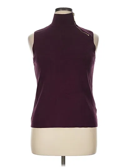 Pre-owned Cable & Gauge Sleeveless Top Burgundy Turtleneck Tops