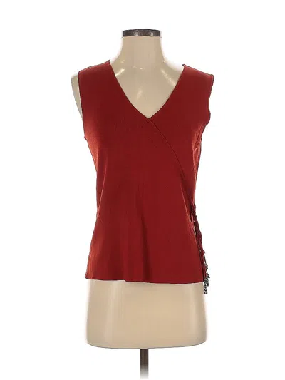 Pre-owned Cable & Gauge Sleeveless Top Burgundy V Neck Tops
