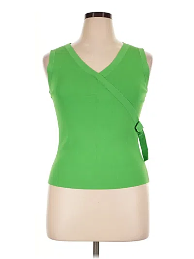 Pre-owned Cable & Gauge Sleeveless Top Green One Shoulder Neckline Tops