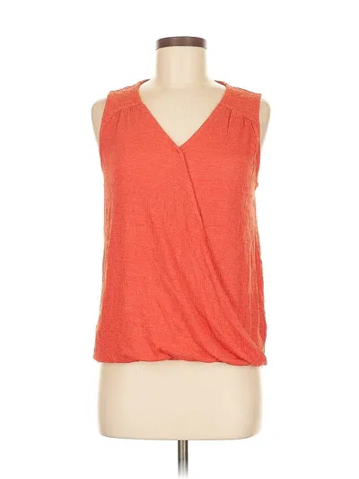 Pre-owned Cable & Gauge Sleeveless Top Orange Plunge Neckline Tops