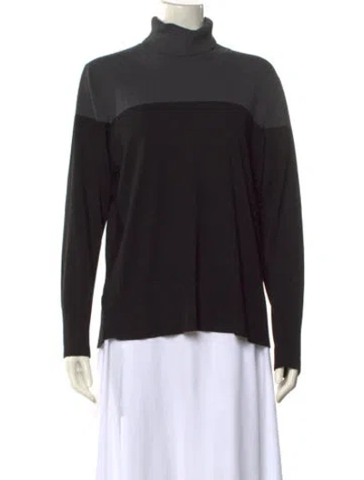 Pre-owned Cable & Gauge Striped Turtleneck Sweater In Black