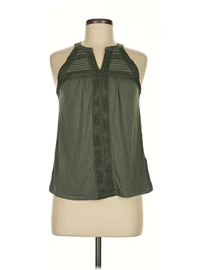 Pre-owned Cable & Gauge Tank Top Green Halter Neckline Tops