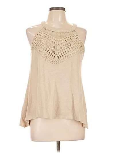 Pre-owned Cable & Gauge Tank Top Tan Halter Neckline Tops