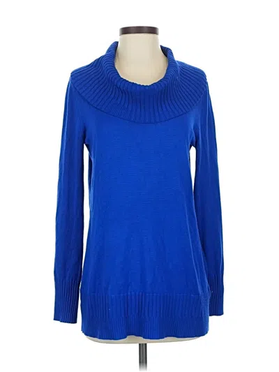 Pre-owned Cable & Gauge Turtleneck Sweater In Blue