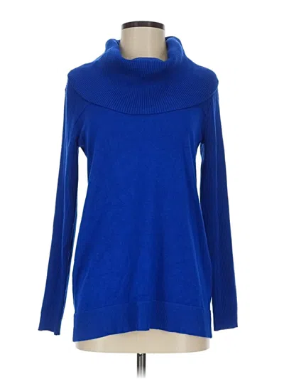 Pre-owned Cable & Gauge Turtleneck Sweater In Blue