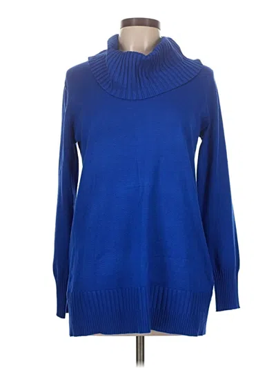 Pre-owned Cable & Gauge Turtleneck Sweater In Blue