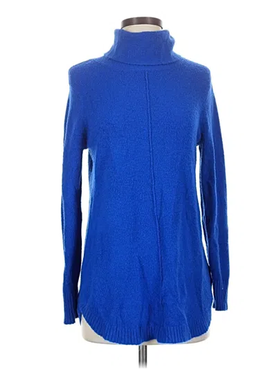 Pre-owned Cable & Gauge Turtleneck Sweater In Blue