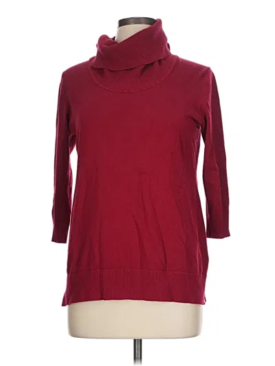 Pre-owned Cable & Gauge Turtleneck Sweater In Burgundy