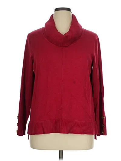 Pre-owned Cable & Gauge Turtleneck Sweater In Burgundy