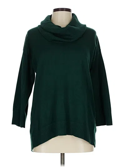 Pre-owned Cable & Gauge Turtleneck Sweater In Green