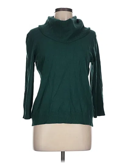 Pre-owned Cable & Gauge Turtleneck Sweater In Green
