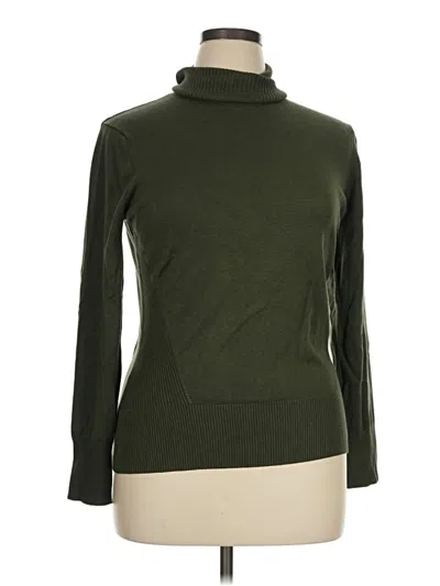 Pre-owned Cable & Gauge Turtleneck Sweater In Green