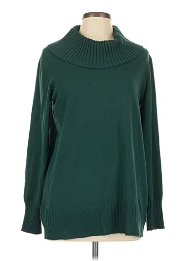 Pre-owned Cable & Gauge Turtleneck Sweater In Green