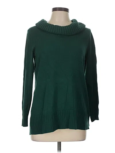 Pre-owned Cable & Gauge Turtleneck Sweater In Green