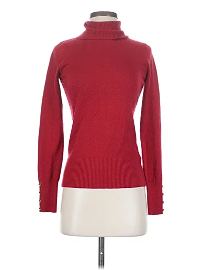 Pre-owned Cable & Gauge Turtleneck Sweater In Red