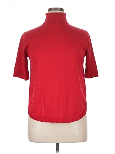 Pre-owned Cable & Gauge Turtleneck Sweater In Red
